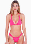 Panty de vestido de baño con cobertura ajustable color fucsia para mujer - Flashy