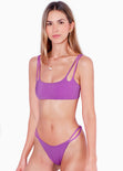 Panty de vestido de baño con tiras en los costados color morado para mujer - Flashy
