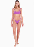 Panty de vestido de baño con tiras en los costados color morado para mujer - Flashy