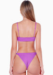 Panty de vestido de baño con tiras en los costados color morado para mujer - Flashy