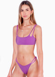 Panty de vestido de baño con tiras en los costados color morado para mujer - Flashy