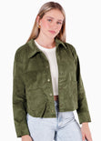 Chaqueta de corduroy color verde para mujer - Flashy