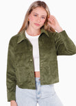 Chaqueta de corduroy color verde para mujer - Flashy