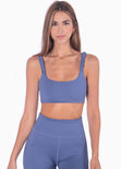 Top deportivo de tiras con ruche color azul para mujer - Flashy