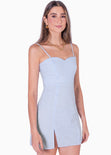 Vestido corto con escote de corazón color azul para mujer - Flashy