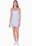 Vestido corto con escote de corazón color azul para mujer - Flashy