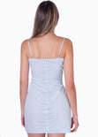 Vestido corto con escote de corazón color azul para mujer - Flashy