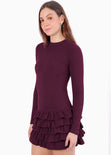 Vestido corto manga larga y de encaje - OTOÑO