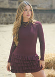 Vestido corto manga larga y de encaje - OTOÑO