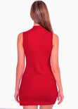 Vestido corto sin mangas y con cuello alto color rojo para mujer - Flashy