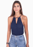 Blusa cuello en halter y ojalillo para mujer - Flashy