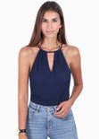 Blusa cuello en halter y ojalillo para mujer - Flashy