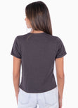 Camiseta estampada "rebel tour" color gris para mujer - Flashy