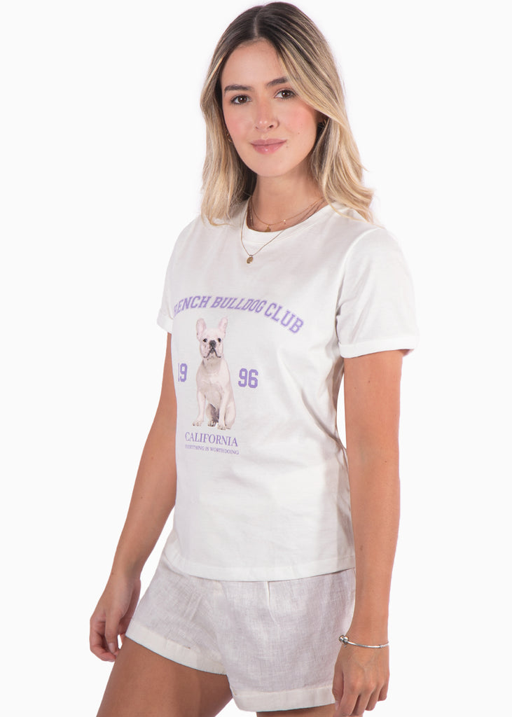 Camiseta con estampado "French bulldog club"  para mujer - Flashy
