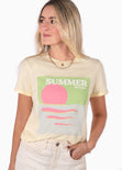 Camiseta con estampado "Verano eterno" color amarillo para mujer - Flashy