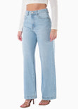 Jean wide leg de tiro alto color azul, denim para mujer - Flashy