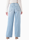 Jean wide leg de tiro alto color azul, denim para mujer - Flashy