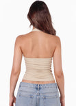 Blusa halter asimétrica con escote en espalda de color beige - EGIPTO
