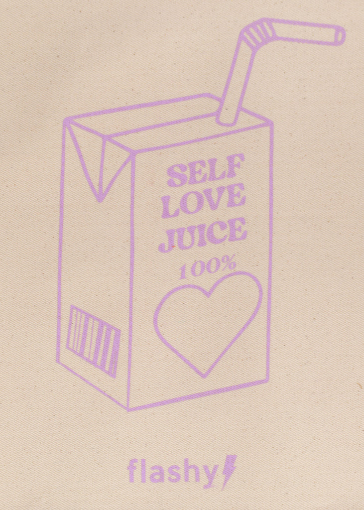 Tote bag con estampado "Self Love Juice" color beige para mujer - Flashy