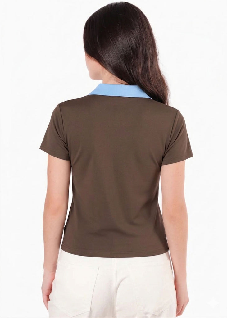 Camisa Polo oversize cuello tejido en contraste - TOSCANA.CAFE