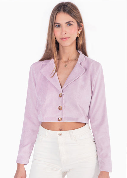 Blazer tipo sastre corto de corduroy  para mujer - Flashy