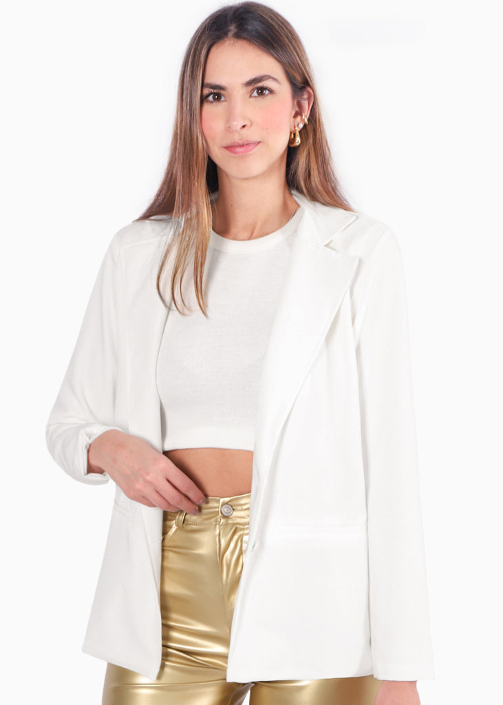 Blazer formal color blanco, marfil para mujer - Flashy