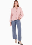 Blusa amplia con anudados en frente color rosado para mujer - Flashy