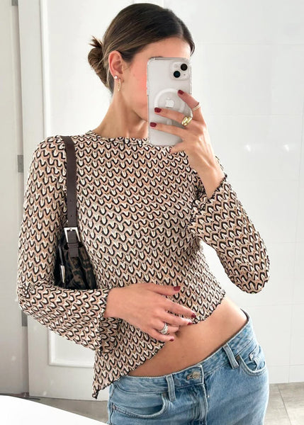 Blusa asimétrica de manga larga  - CANCUN