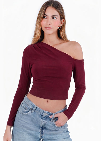 Blusa asimétrica manga larga  - GORGONA