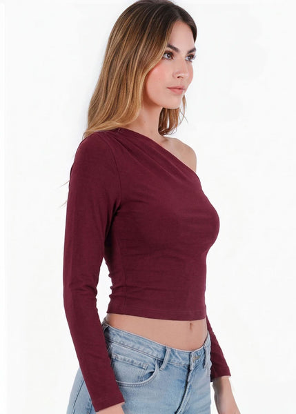 Blusa asimétrica manga larga  - GORGONA