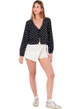 Blusa con anudados mangas bombachas y estampado puntos - SALAMANCA.PUNTOS