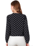 Blusa con anudados mangas bombachas y estampado puntos - SALAMANCA.PUNTOS