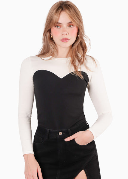 Blusa con corset en contraste - GRECIA