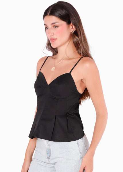Blusa con cortes tipo copas y con vuelo en base color azul para mujer - Flashy