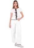 Blusa con mangas con anudados en contraste - HUESCA