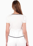 Blusa con mangas con anudados en contraste - HUESCA