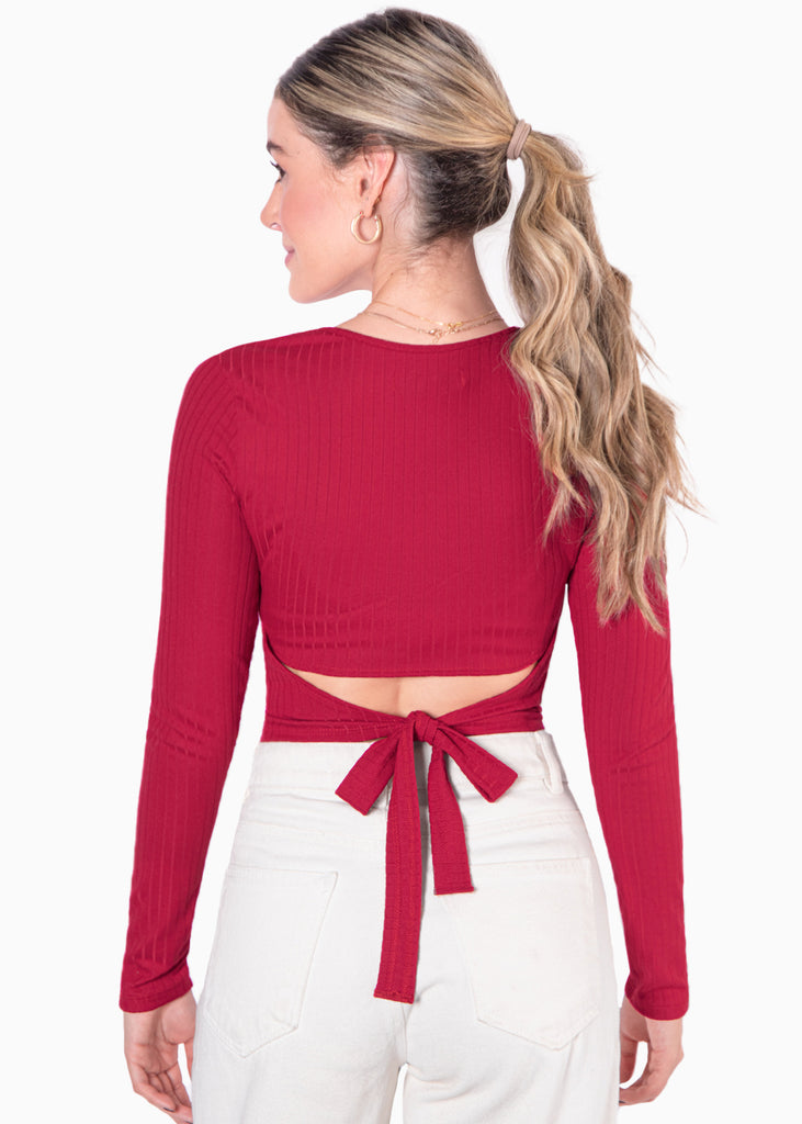 Blusa corta con abertura y anudado en espalda - PAMALLA
