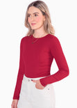 Blusa corta con abertura y anudado en espalda color rojo para mujer - Flashy