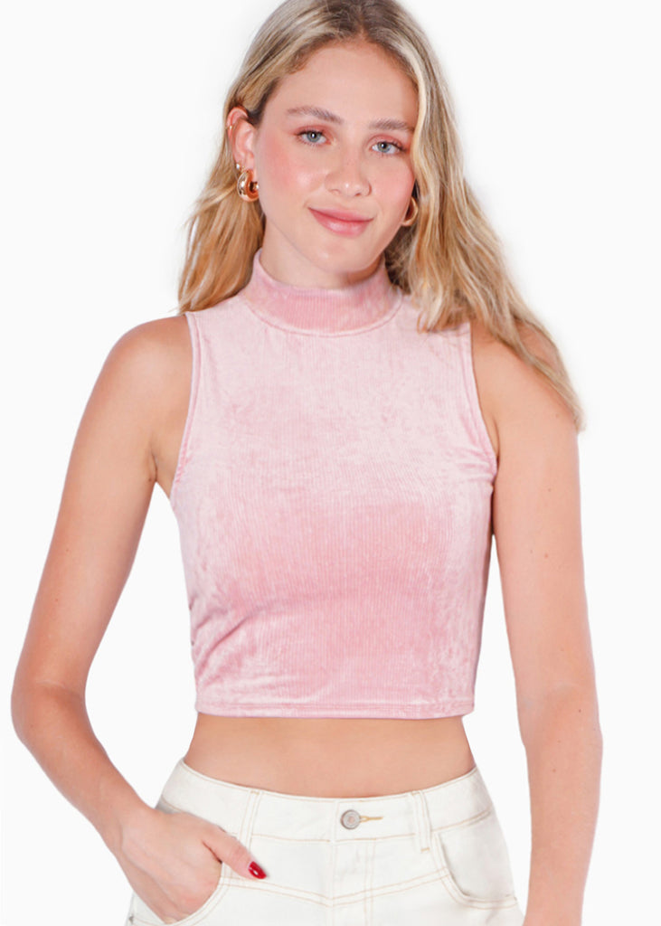 Blusa corta de tela suave y con cuello halter  para mujer - Flashy