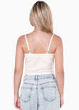 Blusa corta de tiras con ojaletes color blanco, marfil para mujer - Flashy