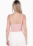 Blusa corta de tiras tipo corset con anudados en costados color rosado para mujer - Flashy