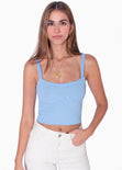 Blusa corta de tiras tipo corset color azul para mujer - Flashy