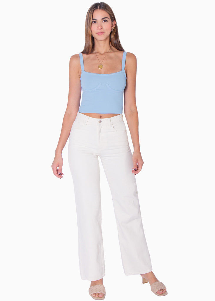 Blusa corta de tiras tipo corset color azul para mujer - Flashy