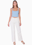 Blusa corta de tiras tipo corset color azul para mujer - Flashy