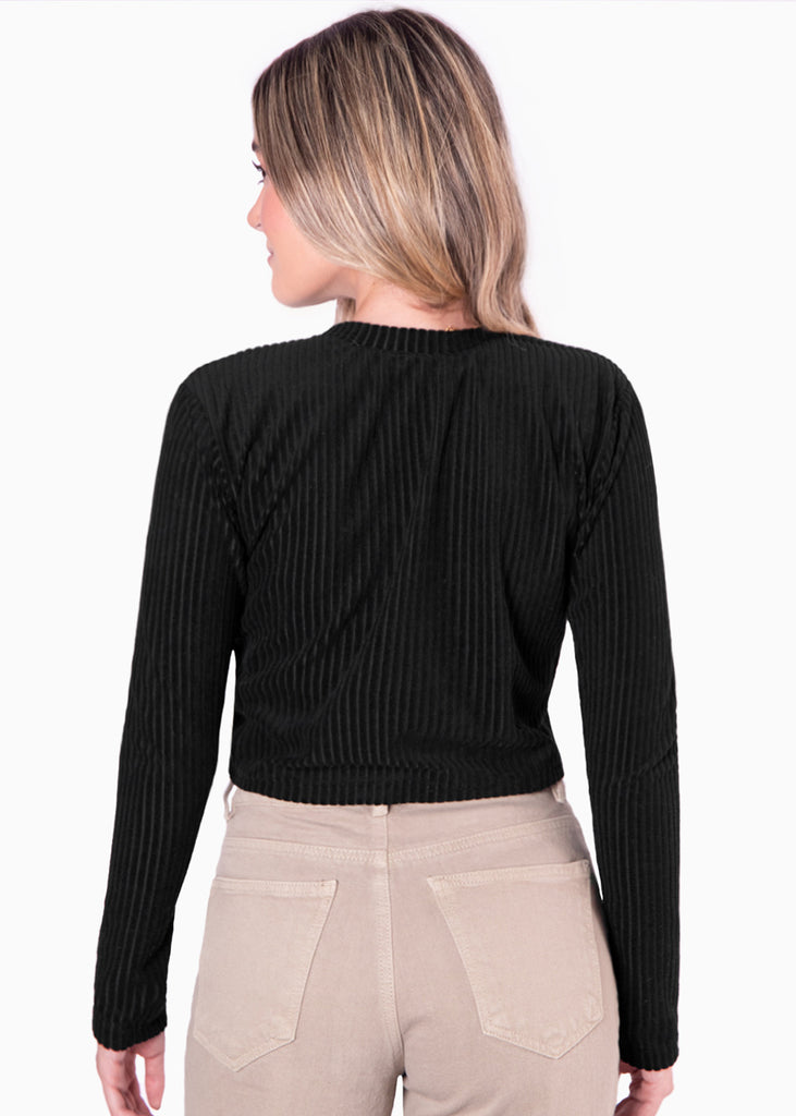 Blusa corta manga larga con cuello alto - PAULA