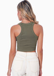 Blusa corta sin mangas con cuello halter color verde para mujer - Flashy