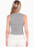 Blusa corta sin mangas con efecto brillo color gris para mujer - Flashy