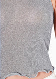 Blusa corta sin mangas con efecto brillo color gris para mujer - Flashy