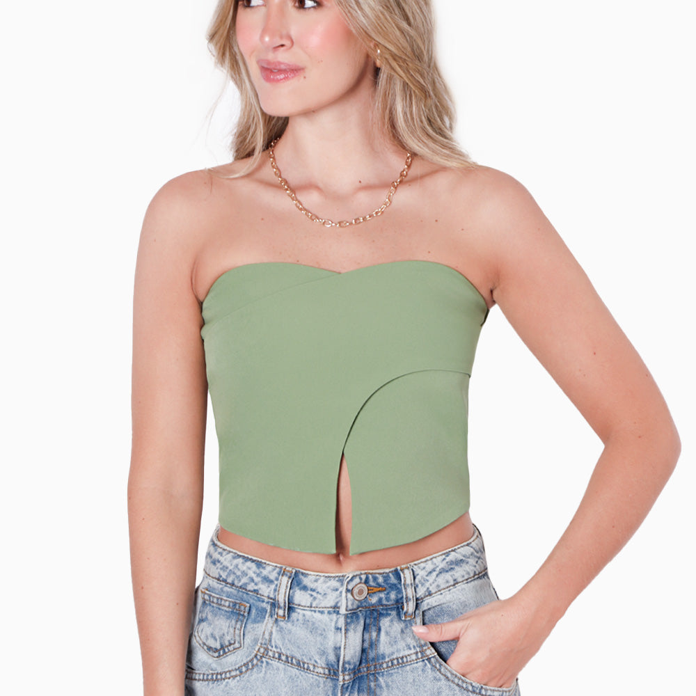 Blusa Escote V Blusa Cruzada De Enfrente Crop Top Blusas Con