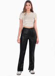 Blusa crop manga corta con efecto brillo color beige para mujer - Flashy